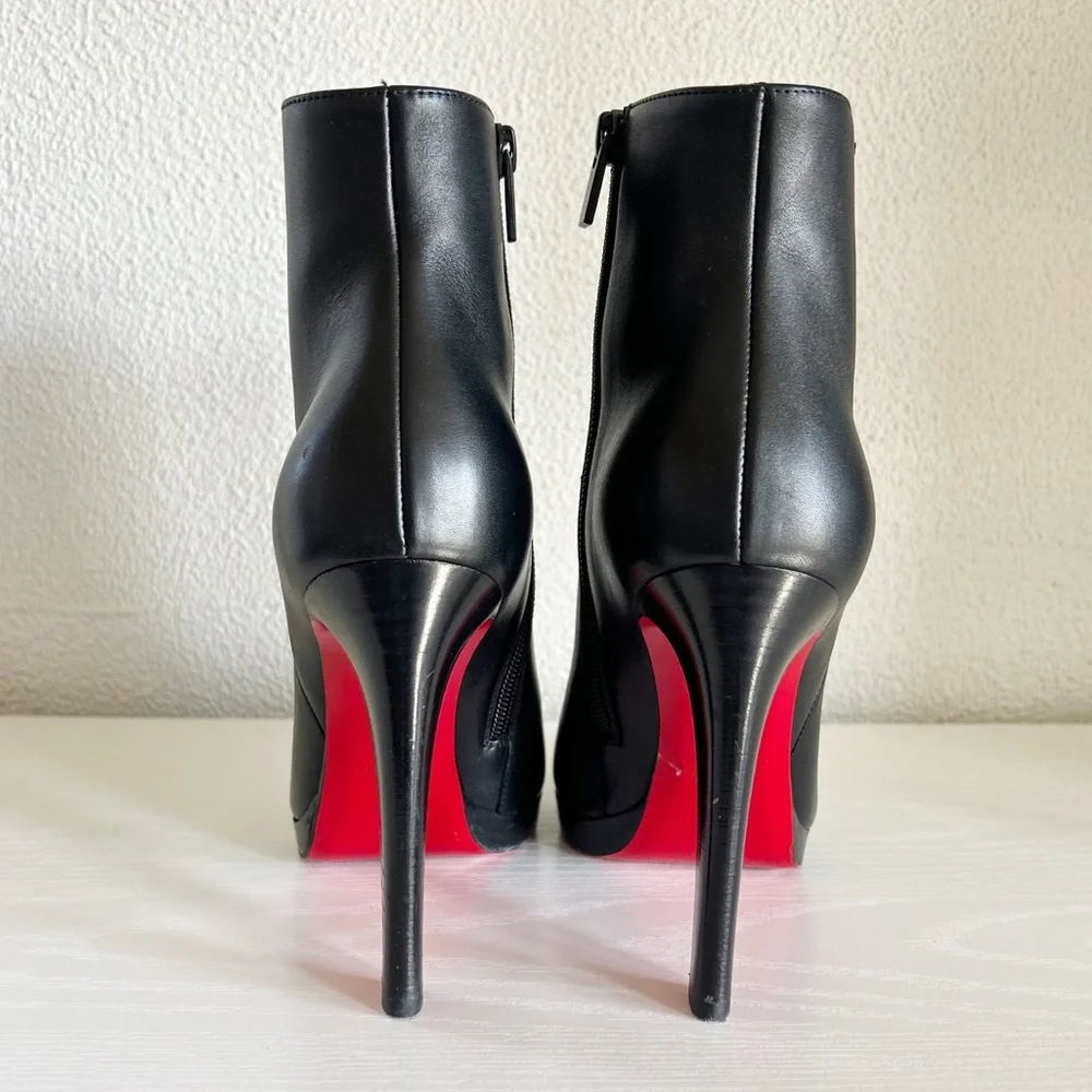 Christian Louboutin Fannylove 120 Black Leather Platform Boots Size EU 38.5